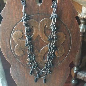 Black Beaded Three Tier Necklace